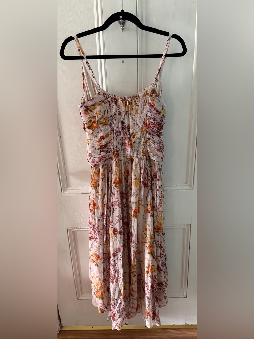 By Anthropologie Ruched Square-Neck Floral Midi Dress Women’s Size 10 - Picture 8 of 8